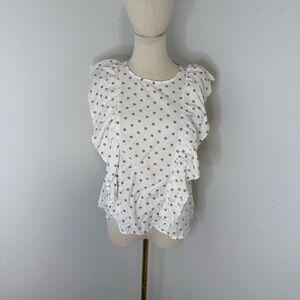 [NAF NAF] Polka Dot Blouse with Ruffle Sleeves - Size Small